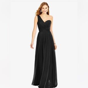 DRESSY one-Shoulder Draped Chiffon Black Bridesmaid Dress